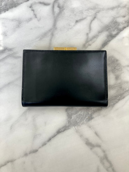 GIVENCHY Logo Leather Metal Clasp Folded Wallet Black Vintage szipvu