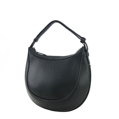 LOEWE Logo Motif Embossed Leather Two-way Handbag Shoulder bag Round bag Black Vintage t7gdhx