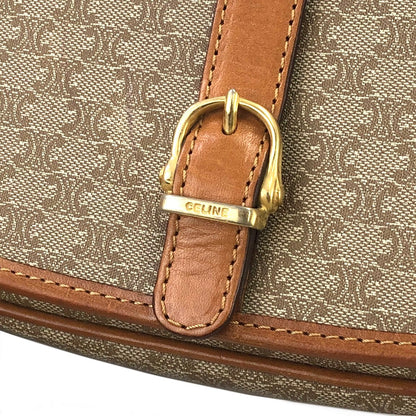 CELINE Macadam PVC Leather Crossbody Shoulder bag Beige Vintage vgsu6a