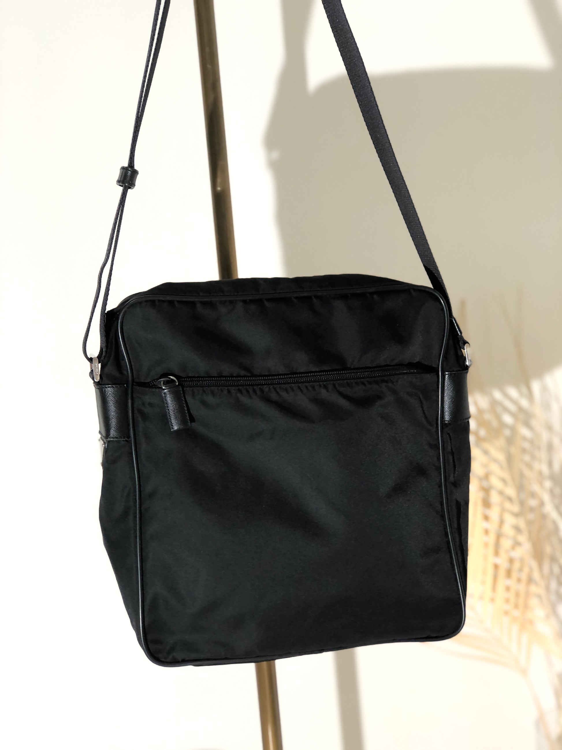 PRADA Triangle Nylon Shoulder Bag in Black