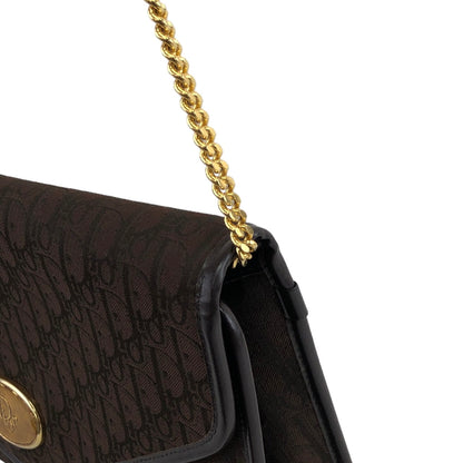Christian Dior Trotter CD Logo 提花皮革鏈條單肩包 棕色 復古 kgur8f 