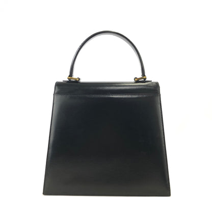 Yves Saint Laurent Logo Nylon Leather Top Handle Handbag Black Vintage w3hmrm