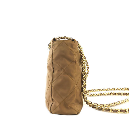 PRADA Triangle Logo Chain Shoulder Quilted Nylon Shoulder bag Brown Vintage kzrh7a