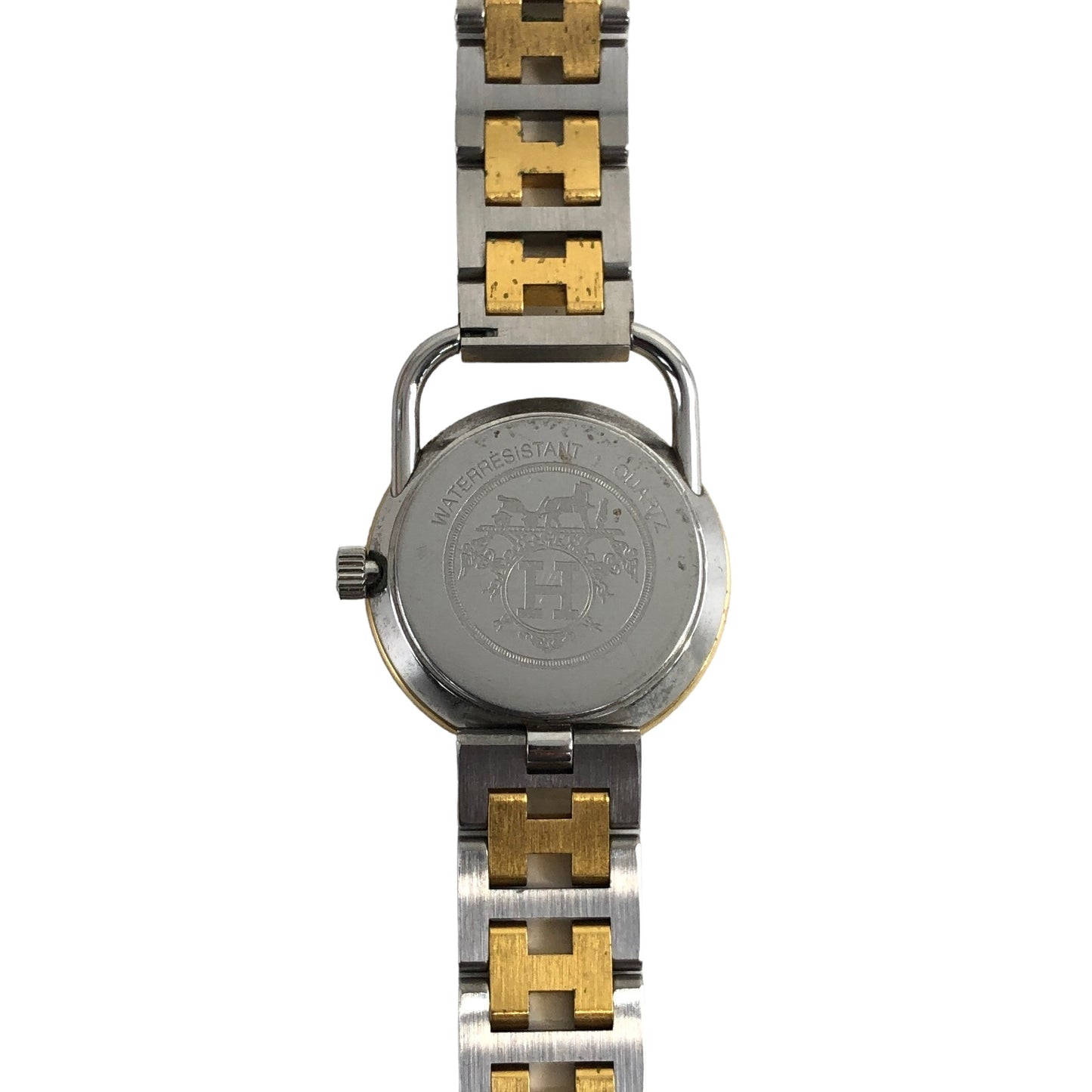 HERMES Quartz Watch Gold Silver Vintage pssjyc