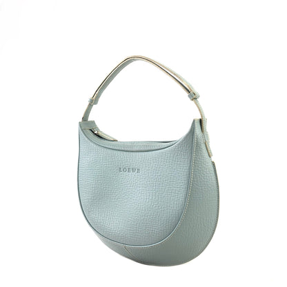 LOEWE Logo Motif Embossed Round Leather Two-way  Handbag Shoulder bag Sky blue Vintage 64bpxh