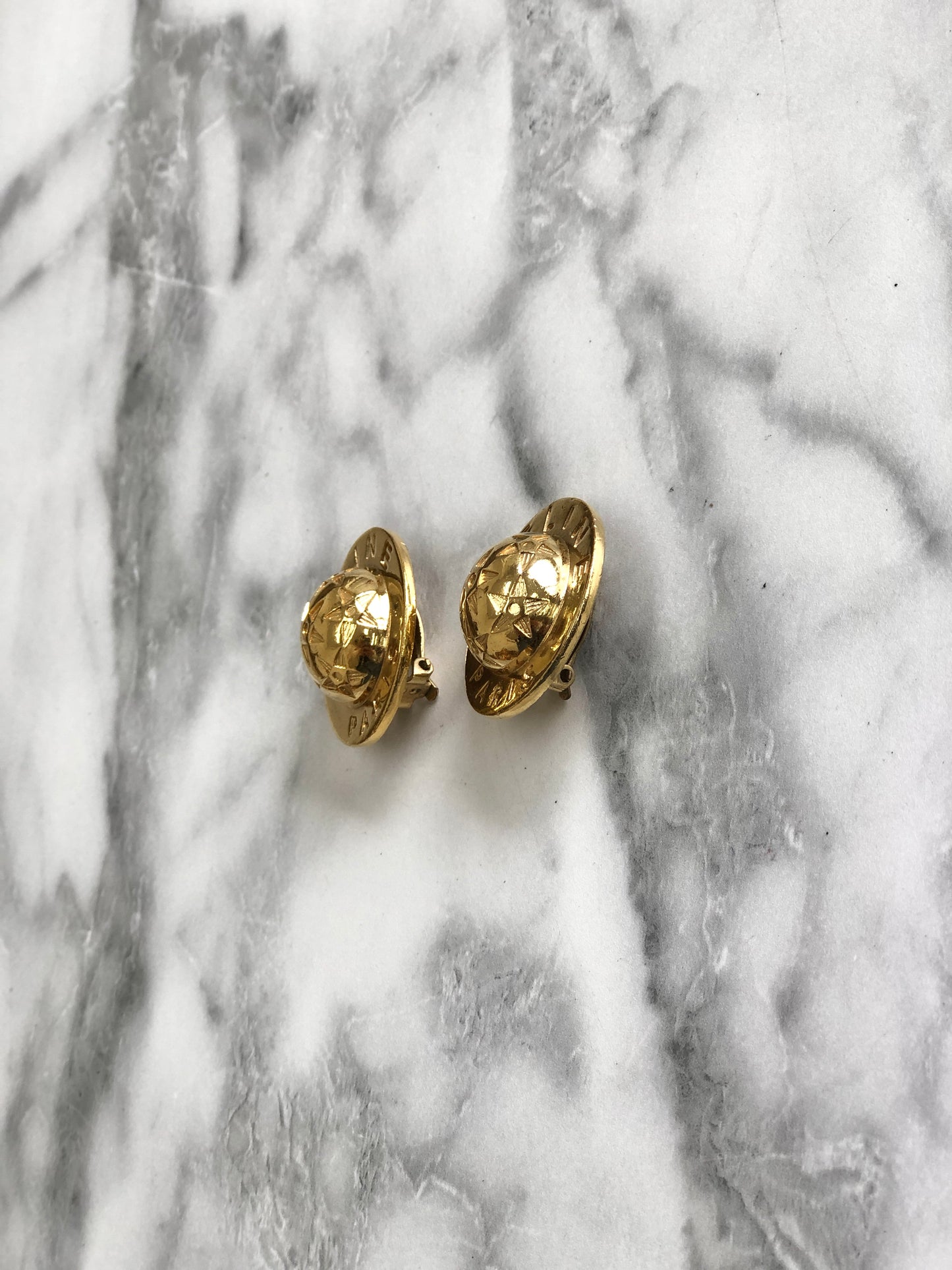 CELINE Starball Earrings Gold Vintage mn6s4f