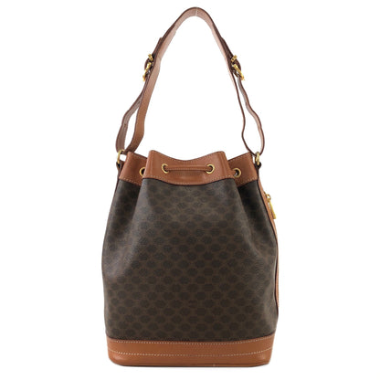 CELINE Macadam Blason  PVC Leather Drawstring Shoulder bag Brown Vintage 3z2thj