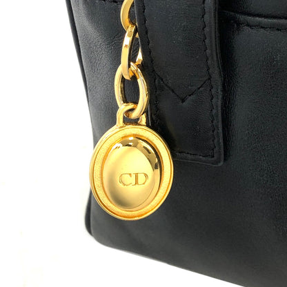 Christian Dior Logo Charm Leather Crossbody Shoulder bag Black Vintage gyuw6k