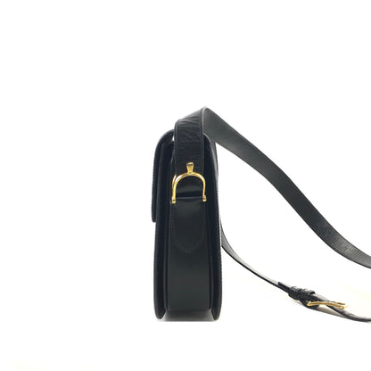CELINE 馬車皮革斜背包 黑色復古 zw8w4s 