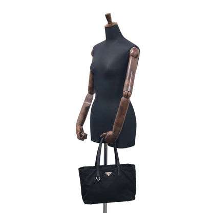 PRADA Triangle Logo Nylon Handbag Black Vintage mhpjft