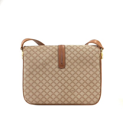 CELINE Macadam Blason Crossbody Shoulder bag Beige Vintage 3ucgmn