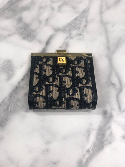 Christian Dior Trotter 提花零錢包 海軍藍 復古款 tbxz6b 