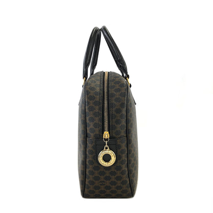 CELINE Macadam Circle Charm Leather Two-way Handbag Shoulder bag Boston bag Black Vintage 4ftutu