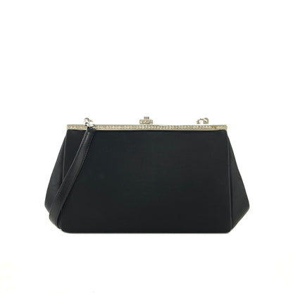 GUCCI Rhinestone Satin clasp Shoulder bag Black Vintage xcuw5e