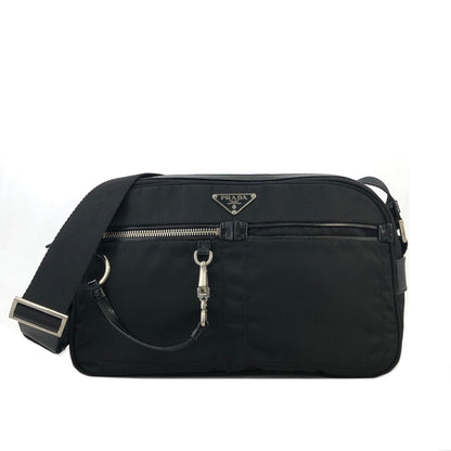 PRADA Triangle Logo Nylon Shoulder bag Black Vintage tfuabp