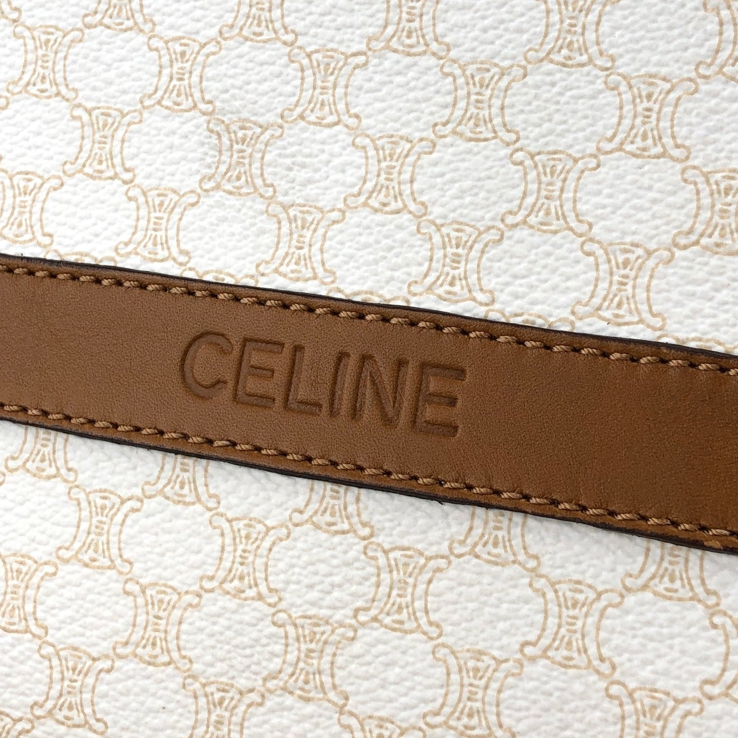 CELINE Macadam Logo Crossbody Shoulder bag White Vintage 2wpj6r