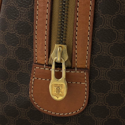 CELINE Macadam PVC Leather Two-way Handbag Shoulder bag Boston bag Brown Vintage znft22
