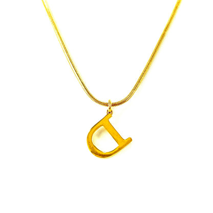 Christian Dior Letter D Pendant Necklace Gold Vintage f4ytyw