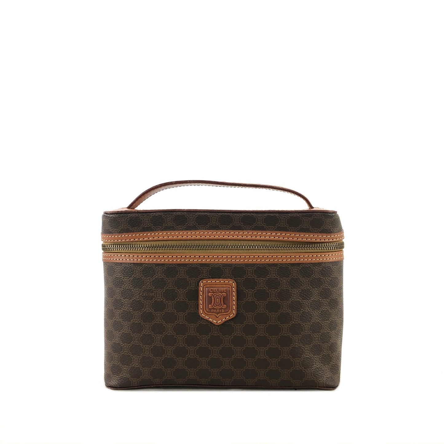 CELINE Macadam Blason Handbag Vanity bag Brown Vintage xx7tni