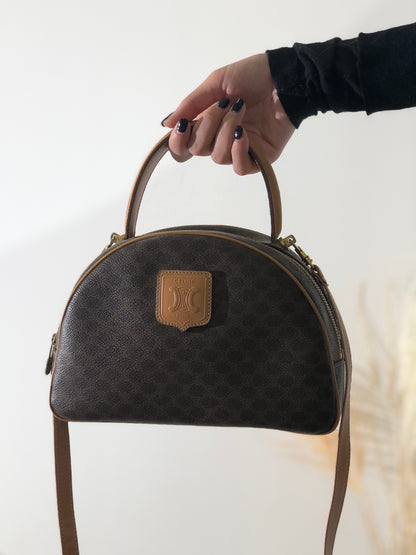 CELINE Macadam Blason Leather Two-way Handbag Shoulder bag Brown Vintage hzumnt