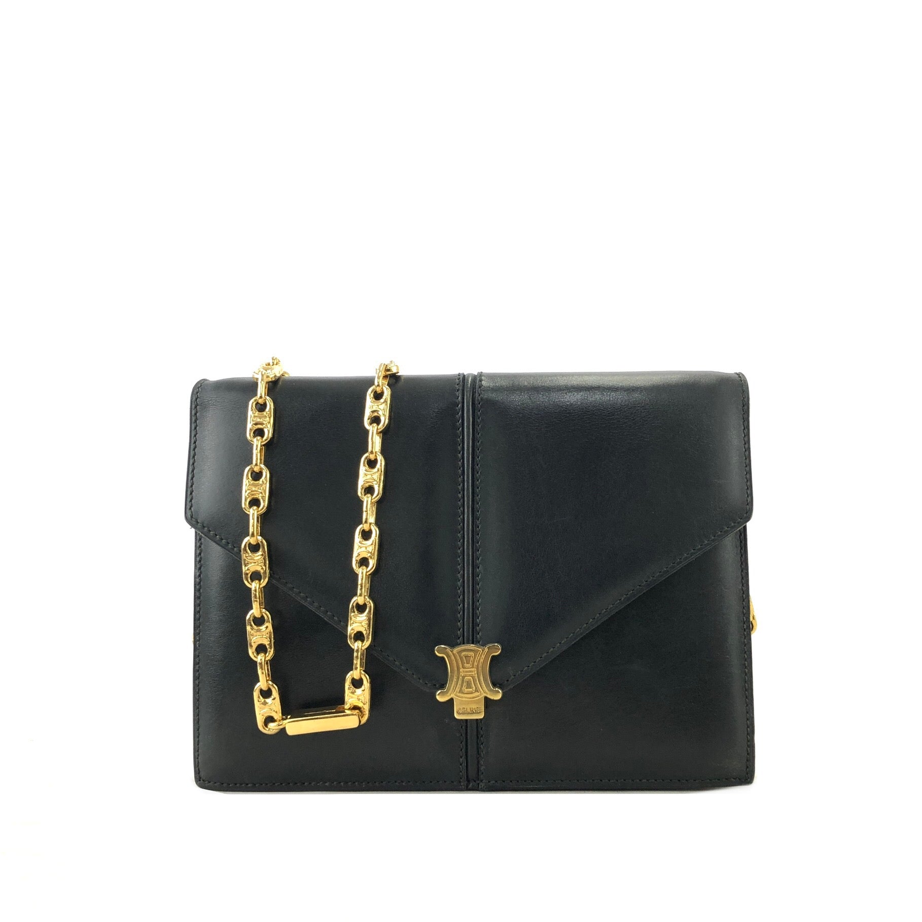 CELINE Triomphe Leather Chain Shoulder bag Dark Green Vintage 6xhzxe –  VintageShop solo