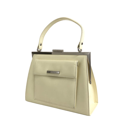 Yves Saint Laurent Logo Leather Handbag Beige Vintage brtxwd