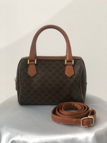 CELINE Macadam PVC皮革兩用小手提包斜背包棕色復古vwd3v4 