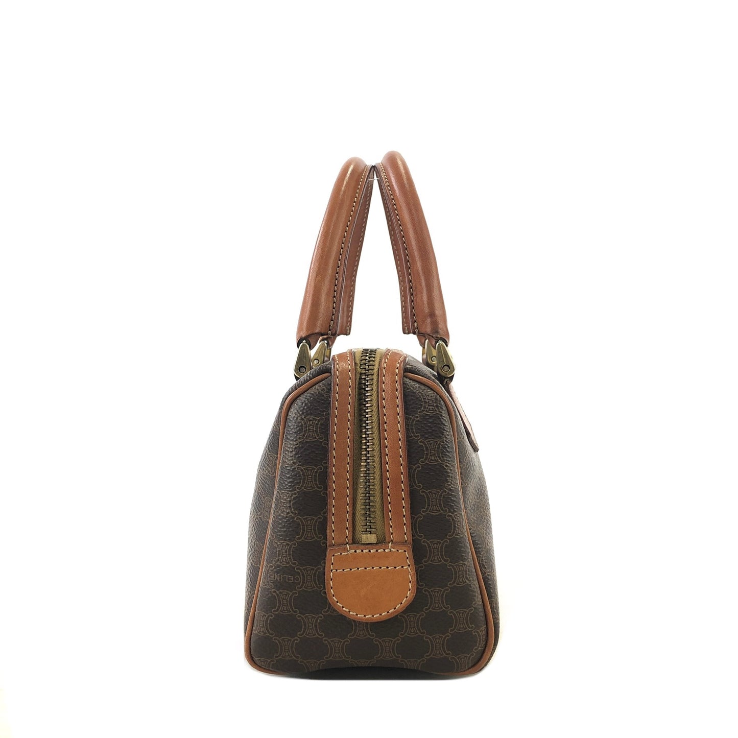 CELINE Macadam Two-way Handbag Shoulder bag Boston bag Brown Vintage 7hrsuw