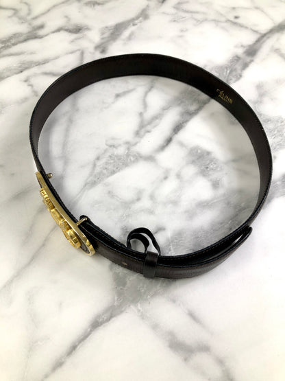 CELINE 馬車皮帶 黑色復古 xrix5m 