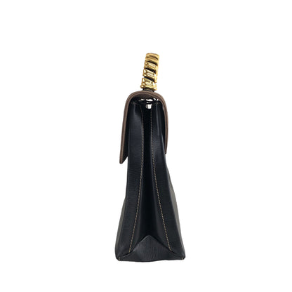 LOEWE Velazquez 金屬手柄皮革兩用手提包 單肩包 黑色,棕色 復古 zpbizw