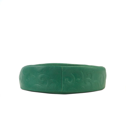 Yves Saint Laurent YSL Embossed Leather Crossbody Round Shoulder bag Green Vintage x7hcn4