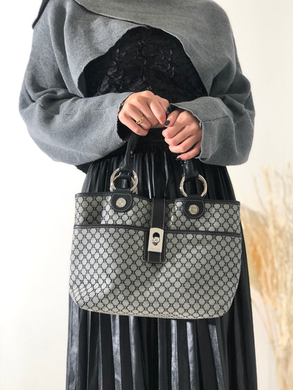 CELINE Blason Triomphe 圖案手提包托特包黑色復古舊 Celine eeg8mp