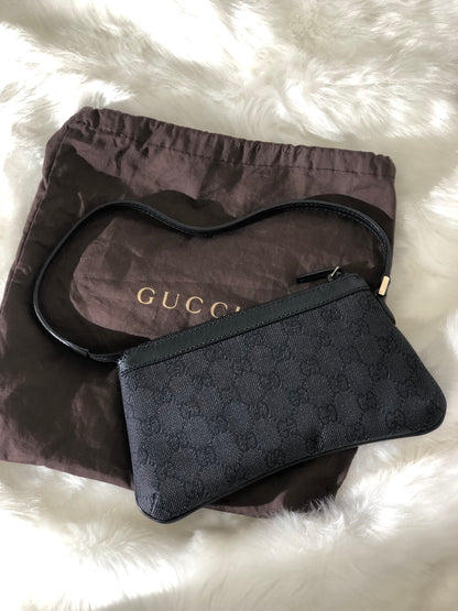 GUCCI GG Canvas Canvas Hobobag Pouch Black Vintage c3ne6d