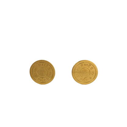 HERMES Serie Earrings Gold Vintage 368t22