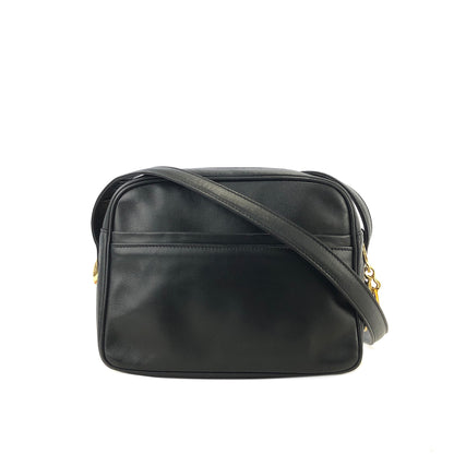Christian Dior Logo Charm Leather Crossbody Shoulder bag Black Vintage gyuw6k