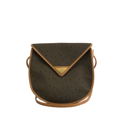 Yves Saint Laurent YSL Logo Round Shoulder bag Brown Vintage 4swhva