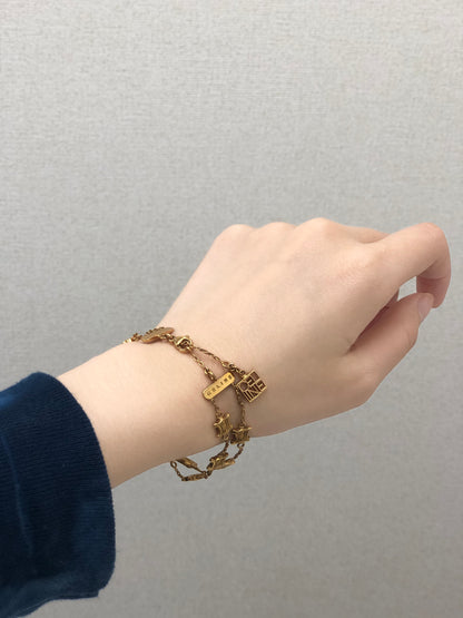 CELINE Triomphe 標誌串飾手鍊 金色 復古 tzzpy3 