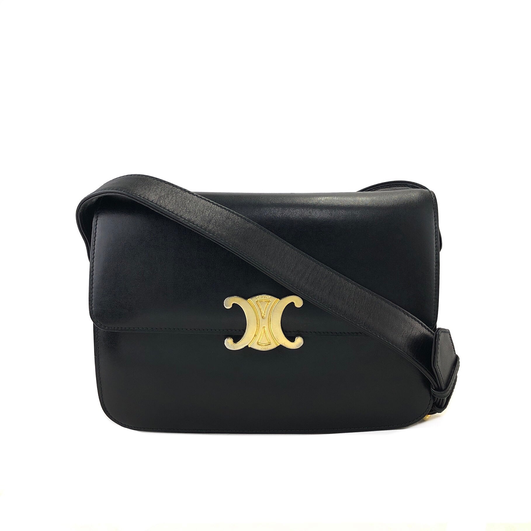 CELINE black yellow white leather POCKET MEDIUM CHAIN Clutch Bag at 1stDibs