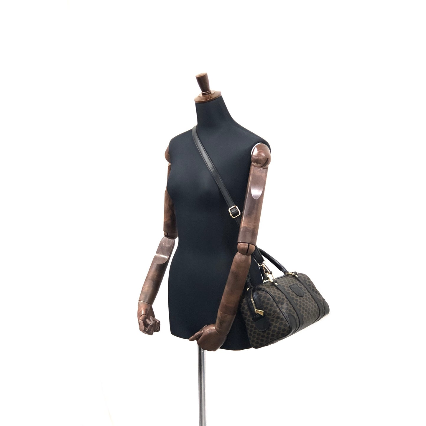 CELINE Macadam Blason Two-way Handbag Shoulder bag Boston bag Black Vintage kx4b84