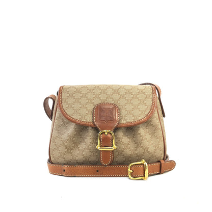 CELINE Macadam PVC Leather Shoulder bag Beige Vintage 7ujw66