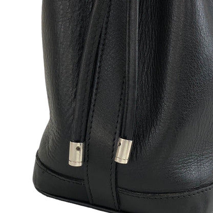 CELINE 標誌皮革抽繩肩背包黑色復古 ny8ngc 