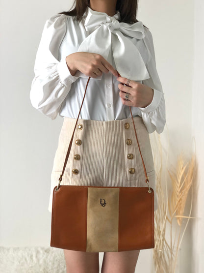 Christian Dior Logo Suede Leather Shoulder bag Brown Vintage pygxuy