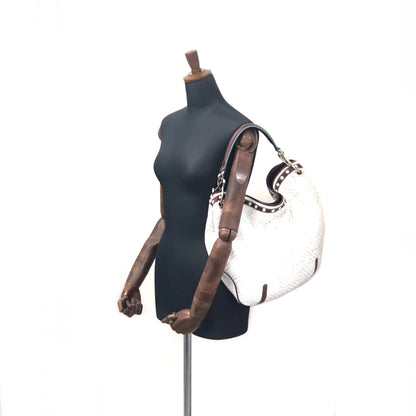 LOEWE Basket Weave Leather Handbag Hobobag White Vintage dzah7u