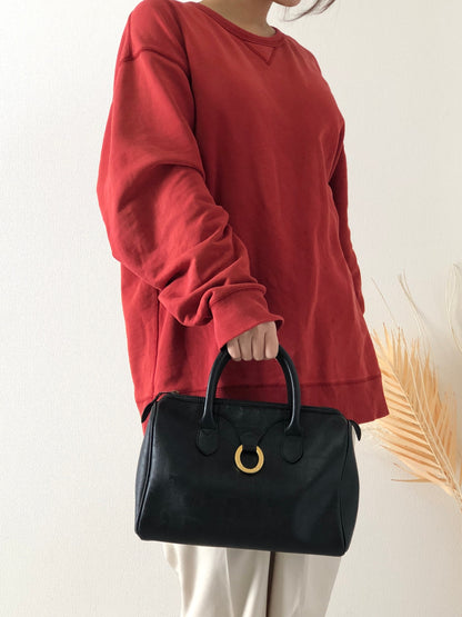 Christian Dior Trotter PVC 皮革手提波士頓包黑色復古 kg8k3x 
