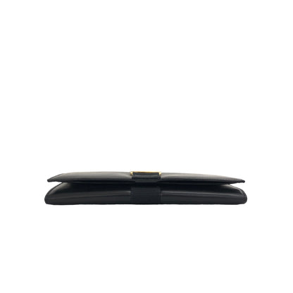 Salvatore Ferragamo Vala Leather Long Wallet Black Vintage gvd2y7