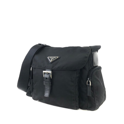 PRADA Triangle Logo Side Pocket Nylon Shoulder bag Black Vintage g67uue