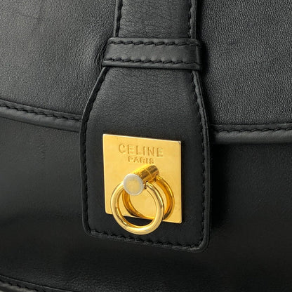 CELINE Gancini 皮革斜背包 黑色 復古 fjfw32 