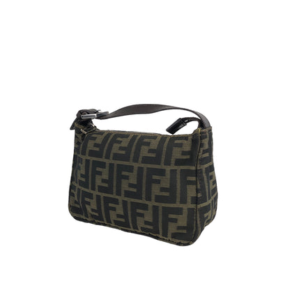 FENDI Zucca Jacquard Leather Handbag Vanity bag Brown Vintage si6gvh