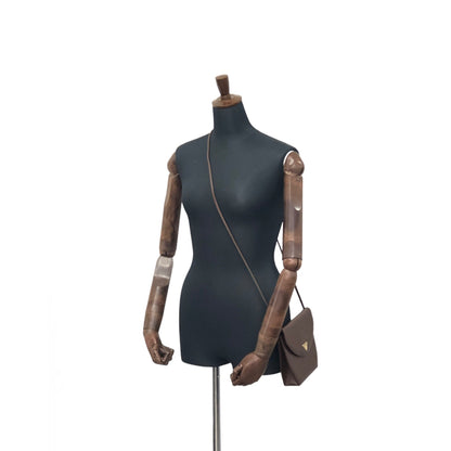 Yves Saint Laurent YSL Logo Leather Two-way Handbag Shoulder bag Brown Vintage 4de6fu