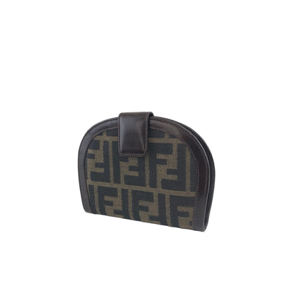 FENDI Zucca Jacquard Leather Folded Wallet Brown Vintage 3jbzkz